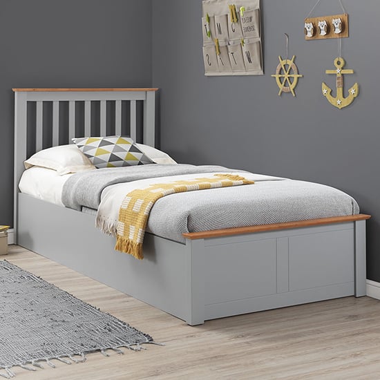 Francis Wooden Ottoman Storage Single Bed In Grey_1