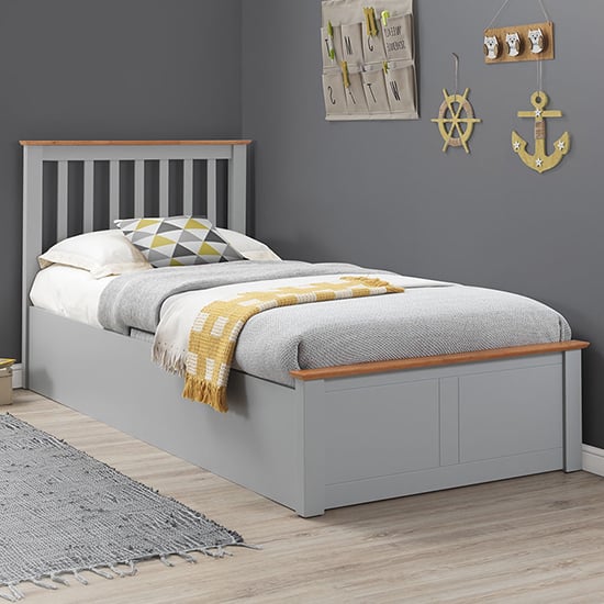 Product photograph of Francis Wooden Ottoman Storage Single Bed In Grey from Furniture in Fashion