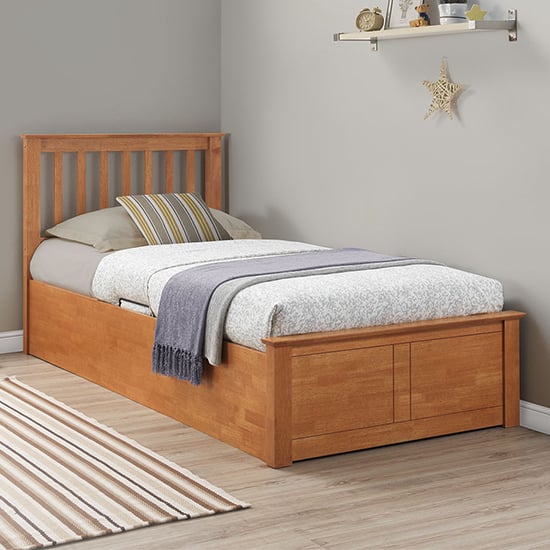 Francis Wooden Ottoman Storage Single Bed In Oak