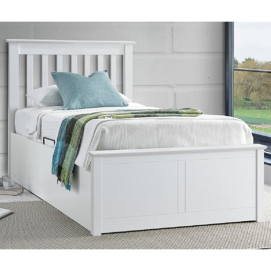 Francis Wooden Ottoman Storage Single Bed In White_1