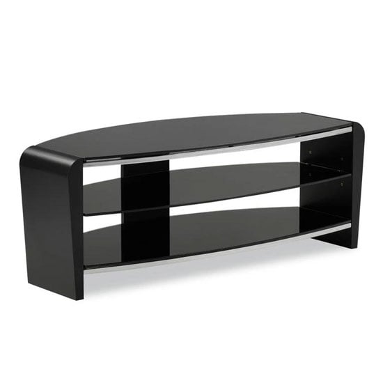 Finchley Glass TV Stand In Black With Shelves Furniture in Fashion