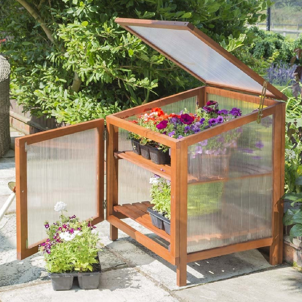 Frankby Glass Garden Coldframe With Wooden Frame In Natural
