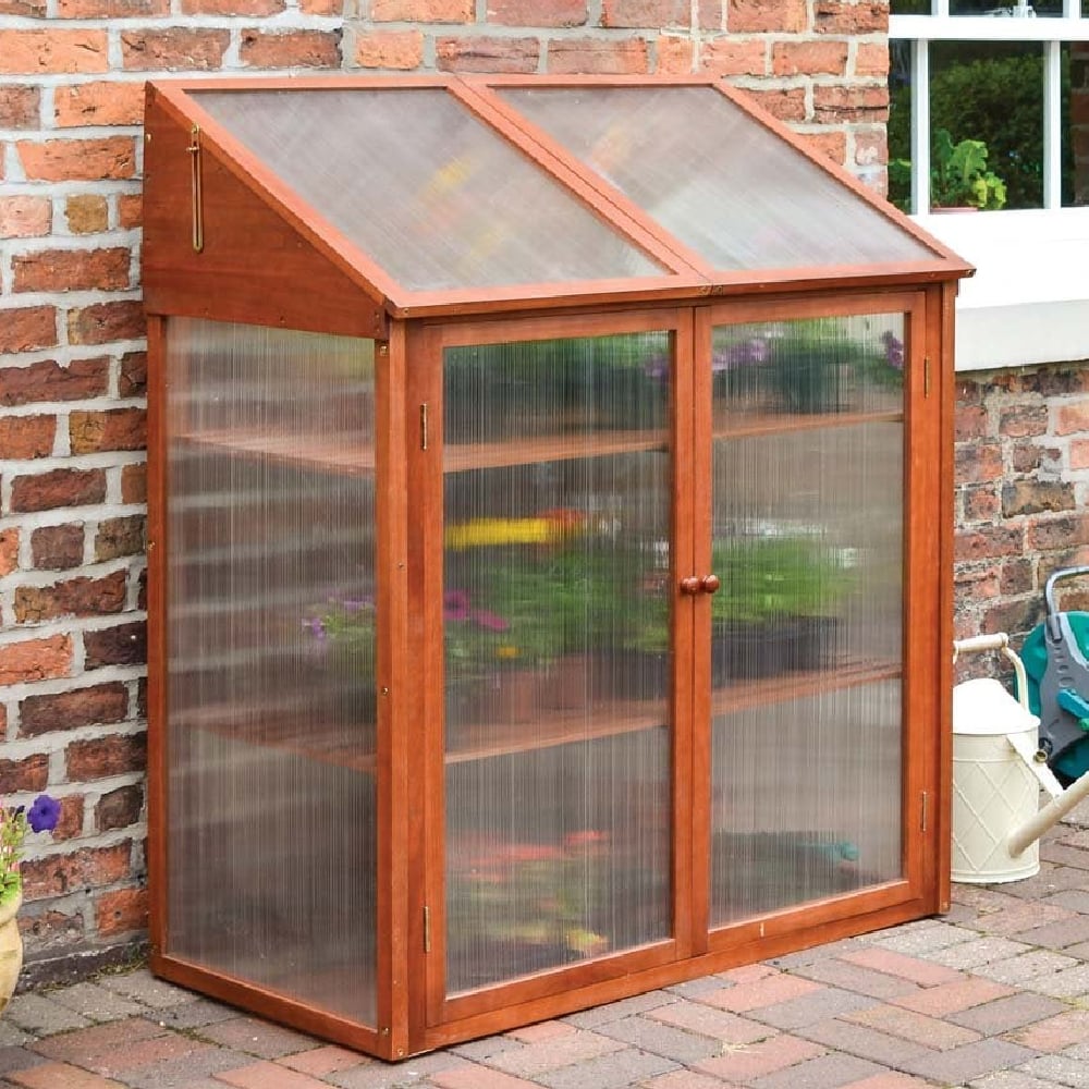 Frankby Glass Garden Mini Greenhouse With Wooden Frame In Natural