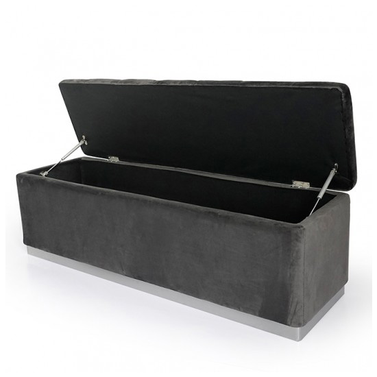 Frankfurt Hallway Velvet Storage Bench In Dark Grey Furniture in Fashion