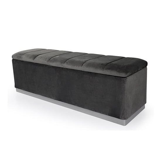Product photograph of Frankfurt Hallway Velvet Storage Bench In Dark Grey from Furniture in Fashion