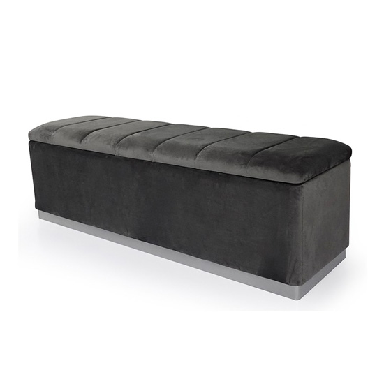 Frankfurt Hallway Velvet Storage Bench In Dark Grey Furniture in Fashion