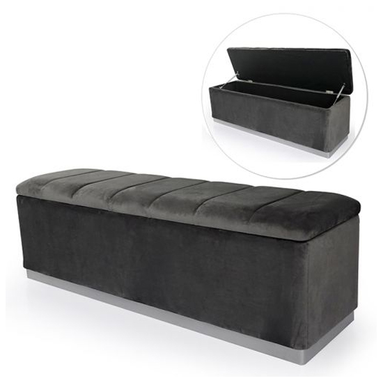 Frankfurt Velvet Hallway Storage Bench In Dark Grey Furniture in Fashion
