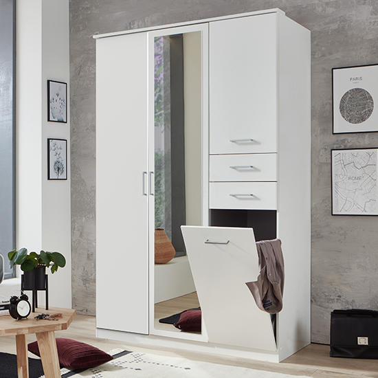 Frankfurt Mirrored Wooden Wardrobe In White Furniture in Fashion