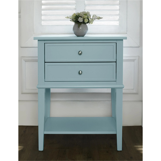 Fishtoft Wooden 2 Drawers Side Table In Blue