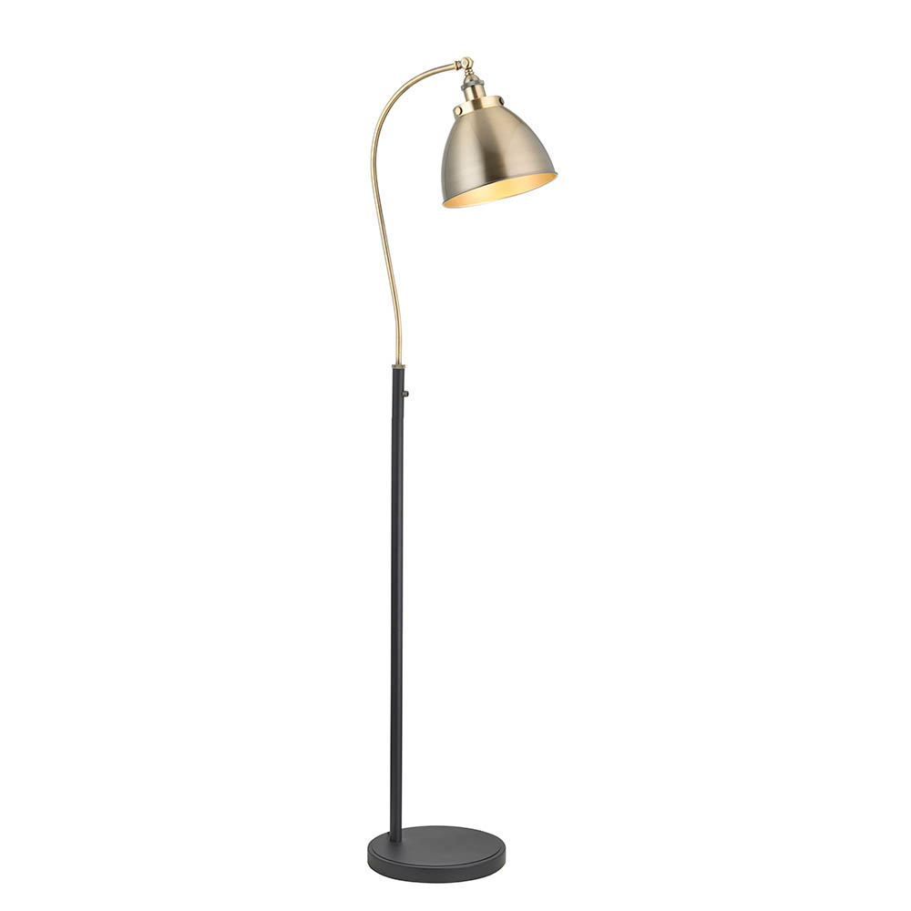 Franklin Rolled Shade Floor Lamp In Antique Brass And Black