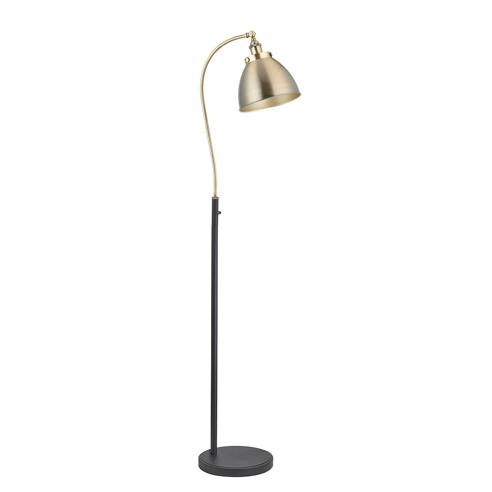 Franklin Rolled Shade Floor Lamp In Antique Brass And Black