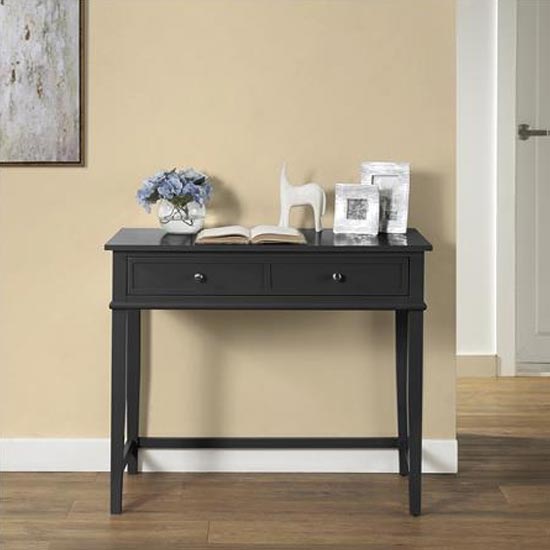 Read more about Franklyn wooden laptop desk with 2 drawers in black