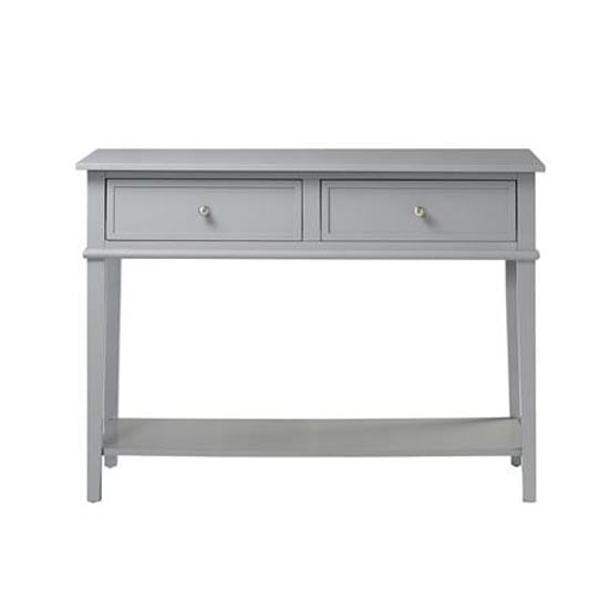 Franklyn Wooden Console Table With 2 Drawers In Grey