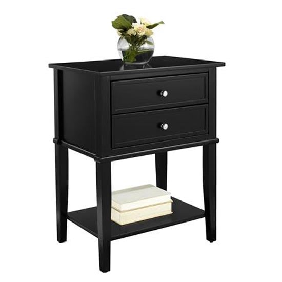 Fishtoft Wooden Side Table In Black With 2 Drawers_3