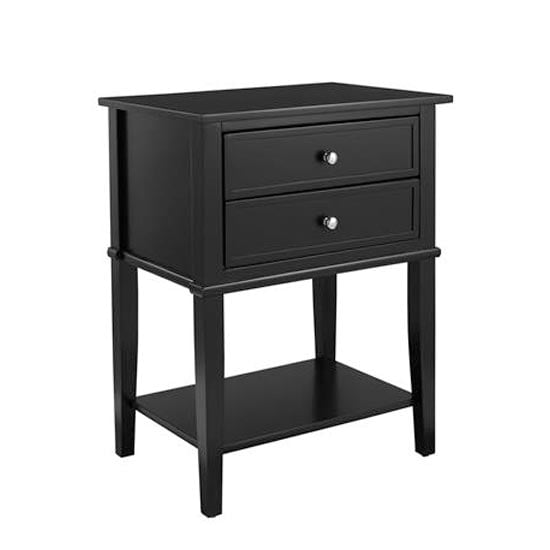 Fishtoft Wooden Side Table In Black With 2 Drawers_4