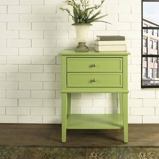 Franklin Wooden Side Table In Green With 2 Drawers Furniture in Fashion