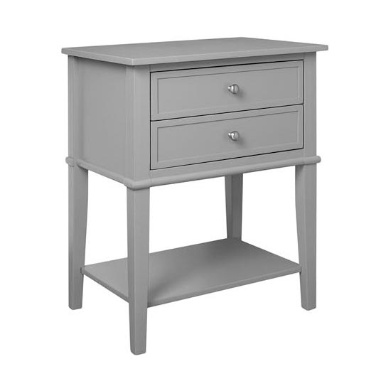Franklin Wooden Side Table In Grey With 2 Drawers Furniture in Fashion