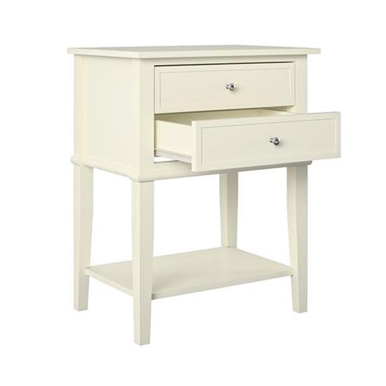Fishtoft Wooden Side Table In White With 2 Drawers_3