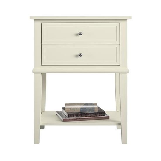 Franklyn Wooden Side Table With 2 Drawers In White