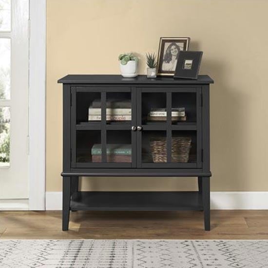 Product photograph of Franklyn Wooden Storage Cabinet With 2 Doors In Black from Furniture in Fashion