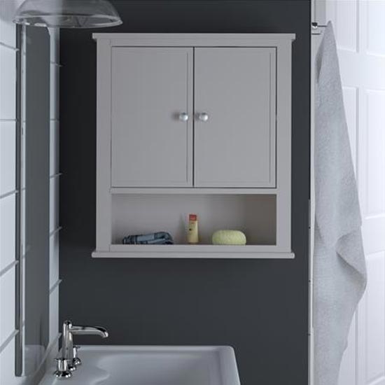 Product photograph of Franklyn Wooden Storage Wall Cabinet With 2 Doors In Grey from Furniture in Fashion