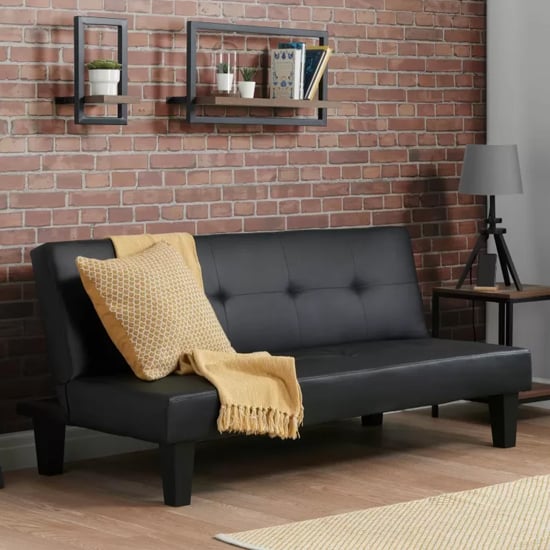 Product photograph of Franklins Faux Leather Sofa Bed In Black from Furniture in Fashion