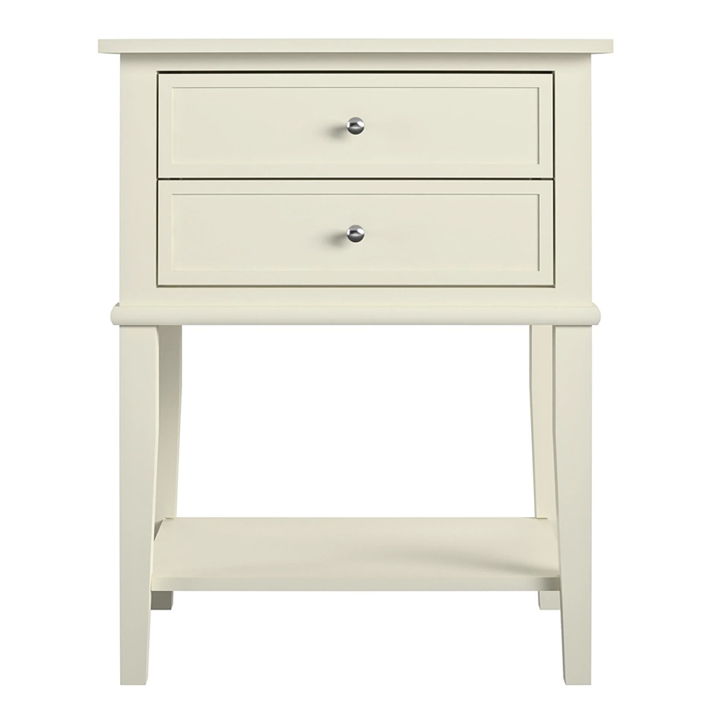 Franklyn Wooden Bedside Cabinet With 2 Drawers In White
