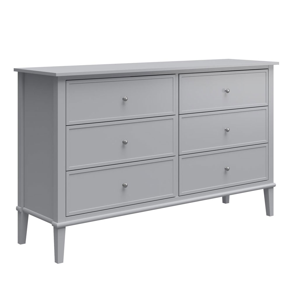 Franklyn Wooden Chest Of 6 Drawers in Grey
