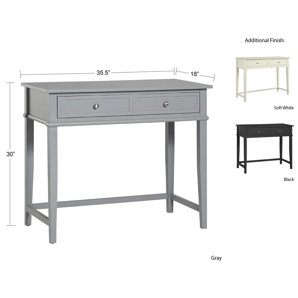 Franklyn Wooden Laptop Desk With 2 Drawers In White