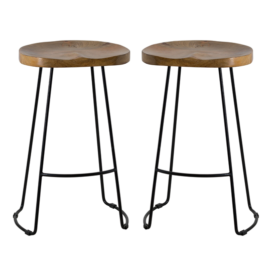 Frankston Brown Wooden Bar Stools With, Wooden Bar Stool With Iron Legs