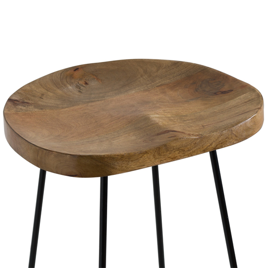 Frankston Wooden Bar Stool In Brown With Black Metal Legs FiF