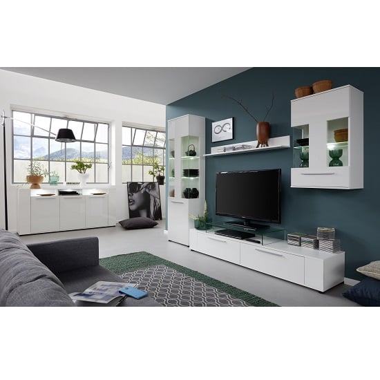 Frantin Living Room Set In White With Gloss Fronts And LED_4
