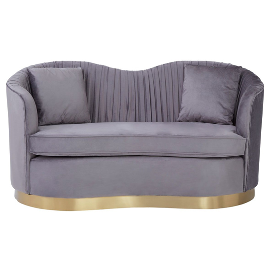 Franzo Upholstered Velvet 2 Seater Sofa In Pleated Grey