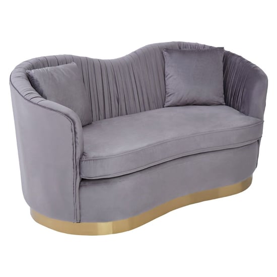 Franzo Upholstered Velvet 2 Seater Sofa In Pleated Grey_1