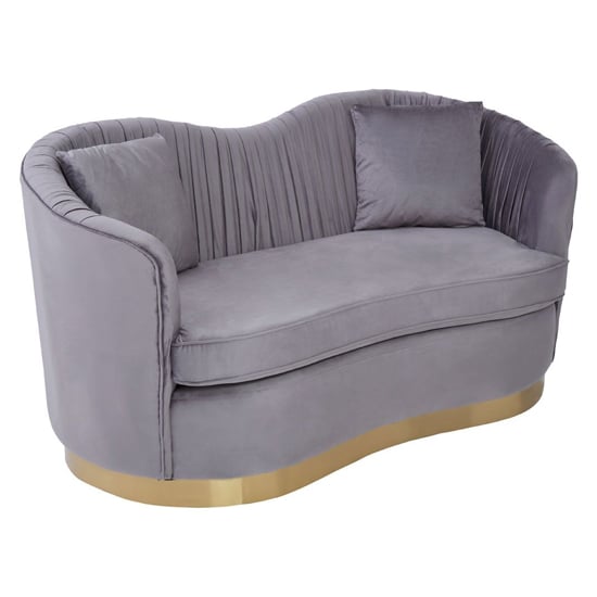 Read more about Franzo upholstered velvet 2 seater sofa in pleated grey