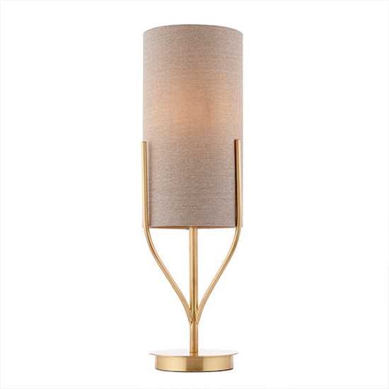 Fraser Natural Fabric Shade Table Lamp In Satin Brass