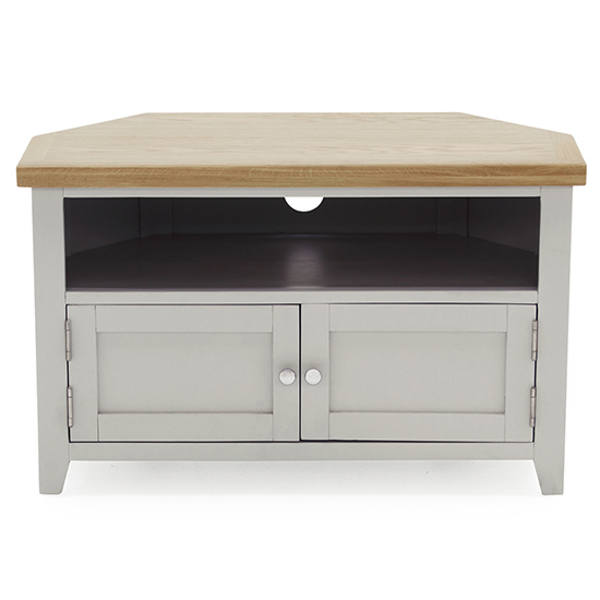 Freda Corner Wooden TV Stand With 2 Doors In Grey And Oak_3