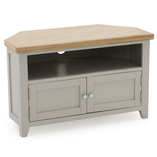 Product photograph of Freda Corner Wooden Tv Stand With 2 Doors In Grey And Oak from Furniture in Fashion