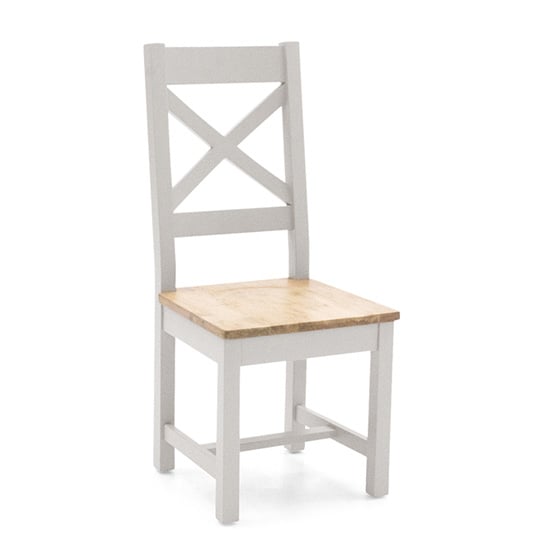 Product photograph of Freda Cross Back Wooden Dining Chair In Grey And Oak from Furniture in Fashion