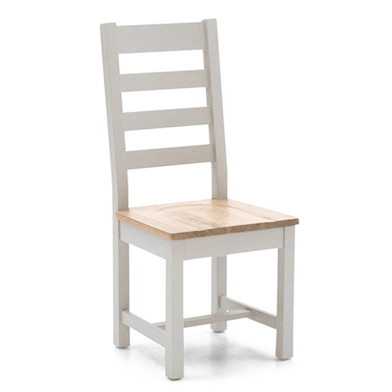 Product photograph of Freda Ladder Back Wooden Dining Chair In Grey And Oak from Furniture in Fashion