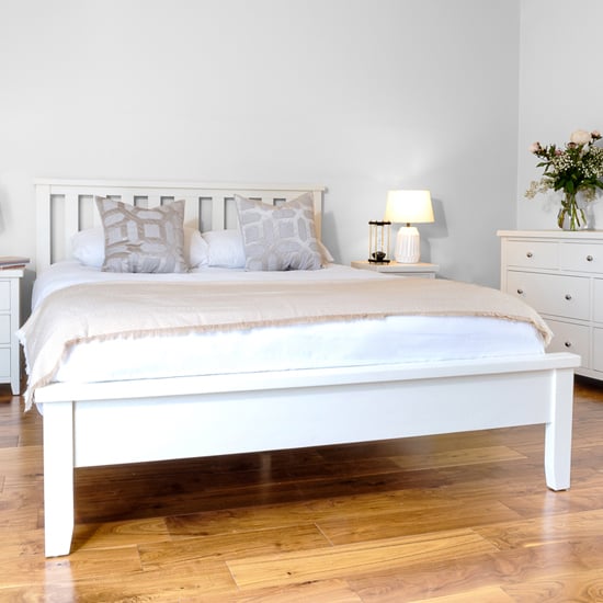 Freda Low Footboard Wooden Double Bed In White