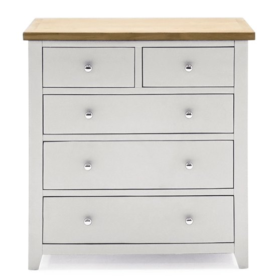 Freda Wooden Chest Of 5 Drawers In Grey And Oak thumbnail