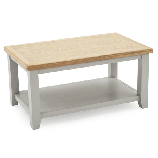 Product photograph of Freda Wooden Coffee Table In Grey And Oak from Furniture in Fashion