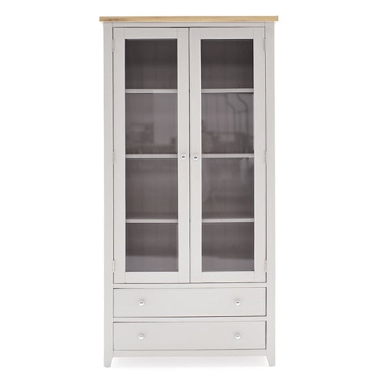 Freda Wooden Display Cabinet With 2 Doors In Grey And Oak