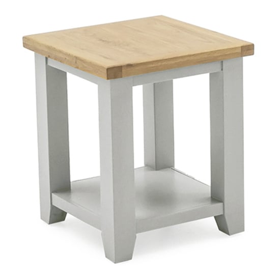 Read more about Freda wooden lamp table in grey and oak
