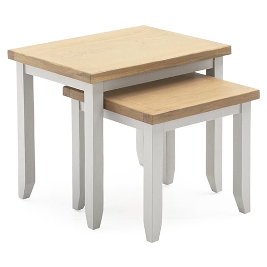 Product photograph of Freda Wooden Nest Of 2 Tables In Grey And Oak from Furniture in Fashion
