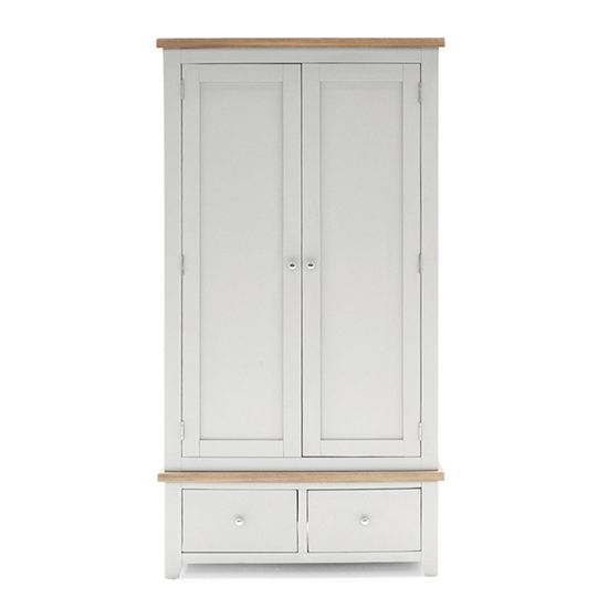 Freda Wooden Wardrobe With 2 Doors 2 Drawers In Grey And Oak thumbnail