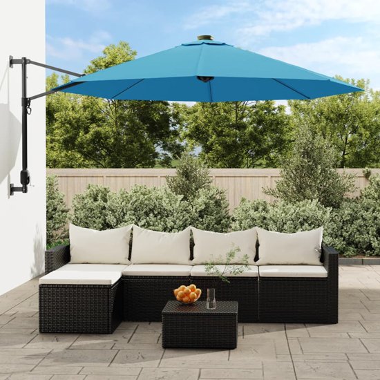 Fredrica Wall-Mounted Fabric Parasol In Sea Blue