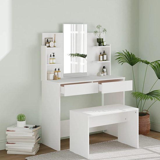 Freeya Wooden Dressing Table Set In White_1