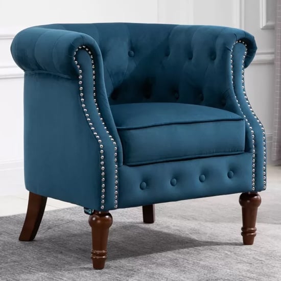 Product photograph of Freia Fabric Accent Chair In Blue from Furniture in Fashion